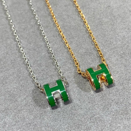 [Camiery]POP H GREEN NECKLACE SILVER AND GOLD