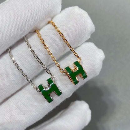 [Camiery]POP H GREEN NECKLACE SILVER AND GOLD
