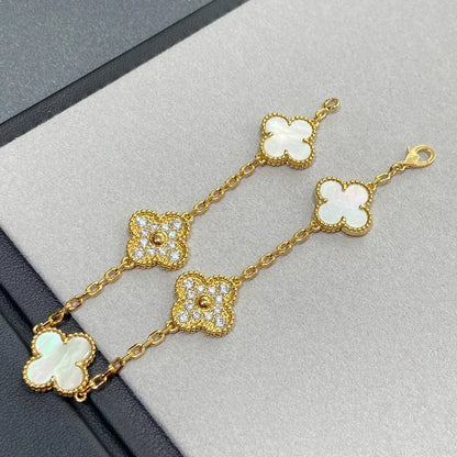 [Camiery]CLOVER WHITE PEARL MOP 5 MOTIF BRACELET COLLECTION