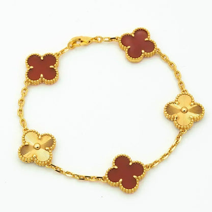 [Camiery]CLOVER  5 MOTIFS CARNELIAN GOLD BRACELET