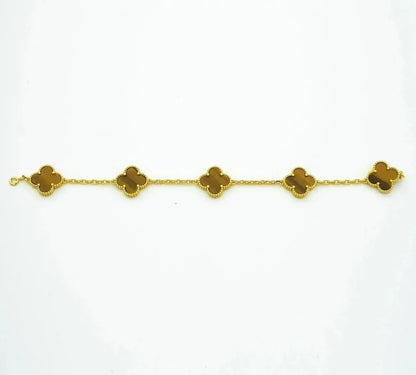 [Camiery] CLOVER 5 MOTIFS TIGER EYE BRACELET COLLECTION