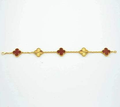 [Camiery] CLOVER 5 MOTIF RED CORNELIAN BRACELET COLLECTION