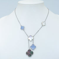 [Camiery]CLOVER MOP CHALCEDONY NECKLACE SILVER 6 MOTIF