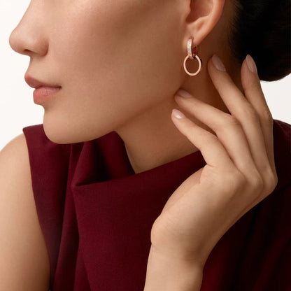 [Camiery] LOVE 3.3MM DANGLE HALF DIAMOND EARRINGS