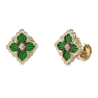 [Camiery JEWELRY]OPERA TULLE GOLD BUTTON EARRINGS ENAMELED ELEMENT