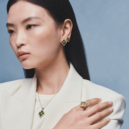 [Camiery JEWELRY]OPERA TULLE GOLD BUTTON EARRINGS ENAMELED ELEMENT