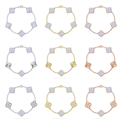 [Camiery] CLOVER 5 MOTIF PURPLE CHALCEDONY BRACELET COLLECTION