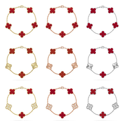 [Camiery]CLOVER  5 MOTIFS CARNELIAN GOLD BRACELET