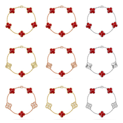 [Camiery]CLOVER 5 MOTIF RED PATTERN BRACELET COLLECTION