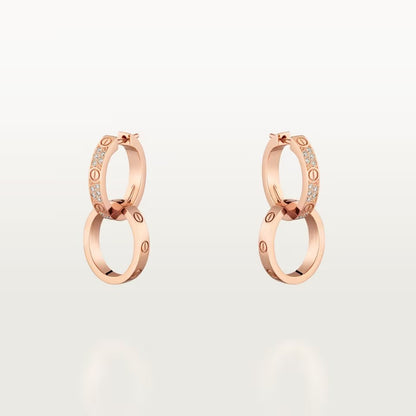 [Camiery] LOVE 3.3MM DANGLE HALF DIAMOND EARRINGS