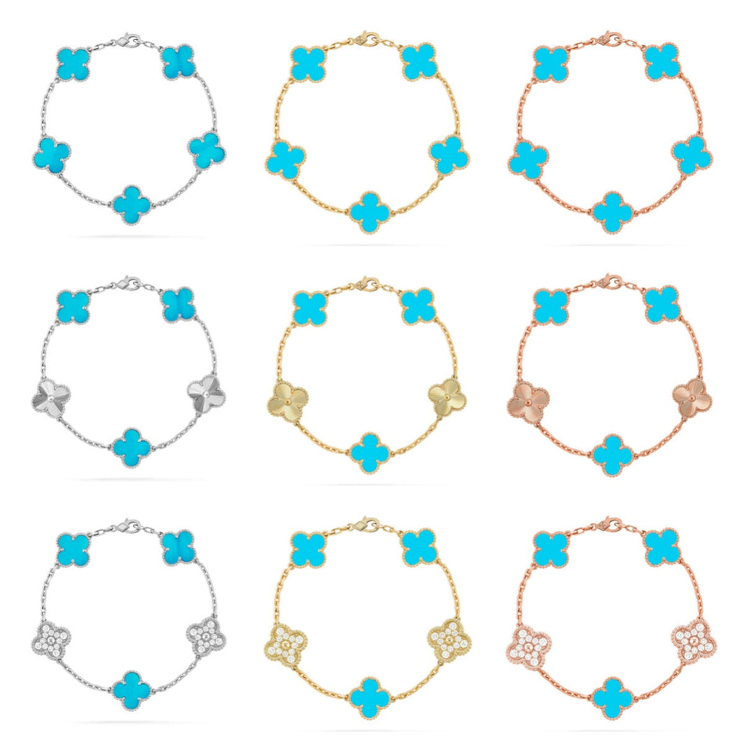 [Camiery] CLOVER 5 MOTIF TURQUOISE BRACELET COLLECTION