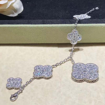 [Camiery]CLOVER 6 MOTIFS SILVER DIAMOND BRACELET