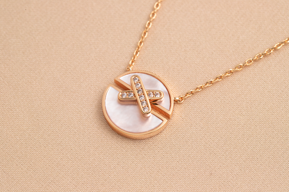 [Camiery]JEUX DE PINK GOLD DIAMOND NECKLACE