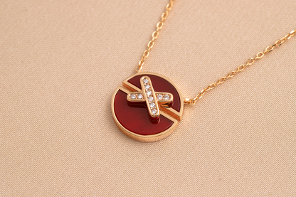 [Camiery]JEUX DE PINK GOLD DIAMOND NECKLACE