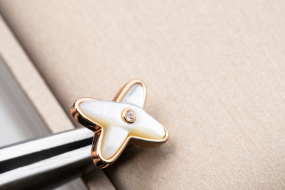 [Camiery]JEUX DE WHITE MOP ROSE GOLD DIAMOND EARRINGS