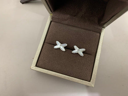 [Camiery]JEUX DE WHITE MOP SILVER DIAMOND EARRINGS