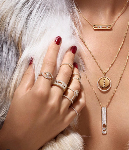 [Camiery]LUCKY MOVE PM NECKLACE PINK GOLD DIAMOND