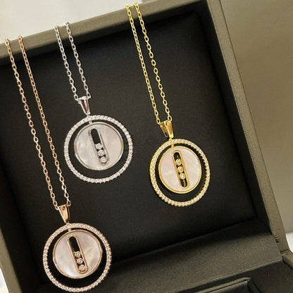 [Camiery]LUCKY MOVE MM NACRE BLANCHE DIAMOND NECKLACE