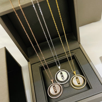 [Camiery]LUCKY MOVE MM NACRE BLANCHE DIAMOND NECKLACE