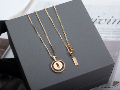 [Camiery]LUCKY MOVE PM NECKLACE PINK GOLD DIAMOND
