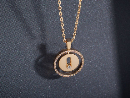 [Camiery]LUCKY MOVE PM NECKLACE PINK GOLD DIAMOND
