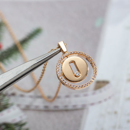 [Camiery]LUCKY MOVE PM NECKLACE PINK GOLD DIAMOND