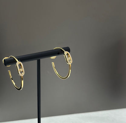 [Camiery]CREOLES MOVE UNO PM DIAMOND EARRINGS