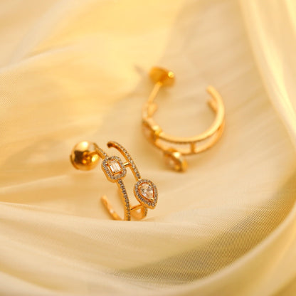 [Camiery]CREOLES MY TWIN 2 RANGS SILVER DIAMOND EARRINGS