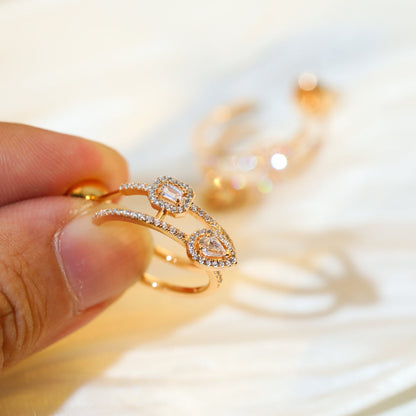 [Camiery]CREOLES MY TWIN 2 RANGS SILVER DIAMOND EARRINGS