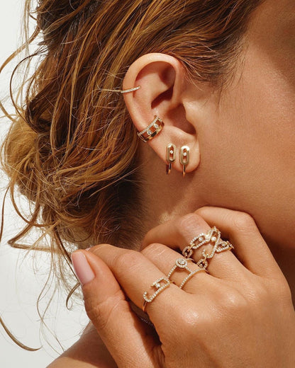 [Camiery]CREOLES MOVE UNO MINI 1 DIAMOND EARRINGS