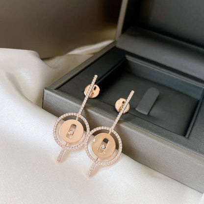[Camiery]LUCKY MOVE ARROW PINK GOLD DIAMOND EARRINGS