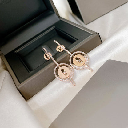 [Camiery]LUCKY MOVE ARROW PINK GOLD DIAMOND EARRINGS