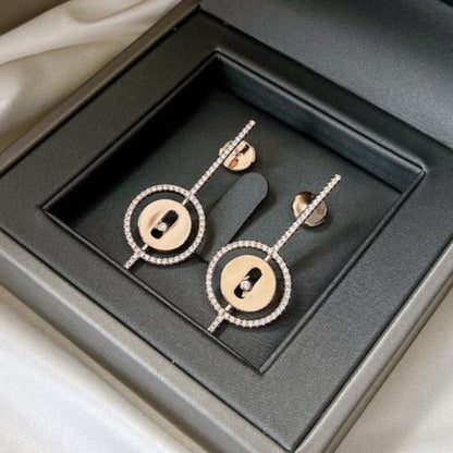 [Camiery]LUCKY MOVE ARROW PINK GOLD DIAMOND EARRINGS