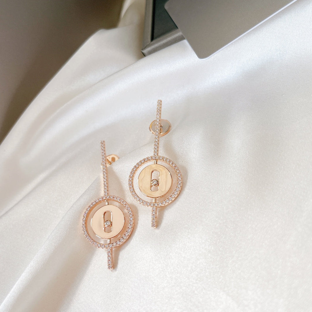 [Camiery]LUCKY MOVE ARROW PINK GOLD DIAMOND EARRINGS