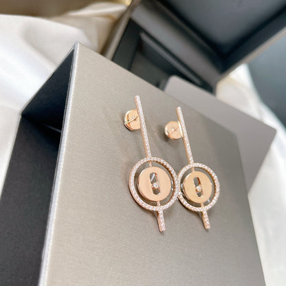 [Camiery]LUCKY MOVE ARROW PINK GOLD DIAMOND EARRINGS