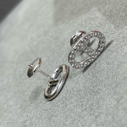 [Camiery]HM FULL DIAMOND PIG NOSE STUD EARRINGS