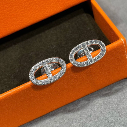 [Camiery]HM FULL DIAMOND PIG NOSE STUD EARRINGS