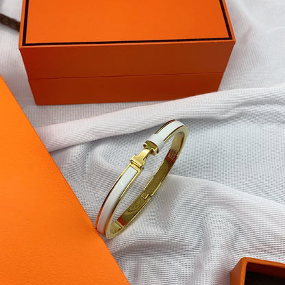 [Camiery]CLASSIC HM CLIC WHITE 8MM ENAMEL BRACELET