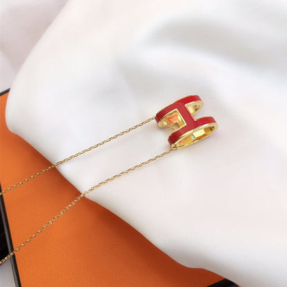 [Camiery]HM CLIC RED ENAMEL GOLD NECKLACE