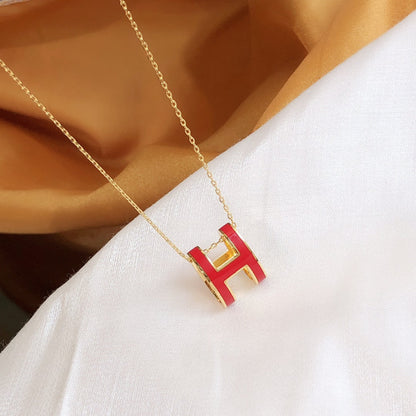 [Camiery]HM CLIC RED ENAMEL GOLD NECKLACE