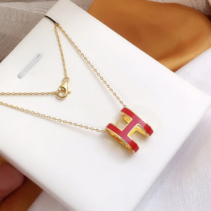 [Camiery]HM CLIC RED ENAMEL GOLD NECKLACE