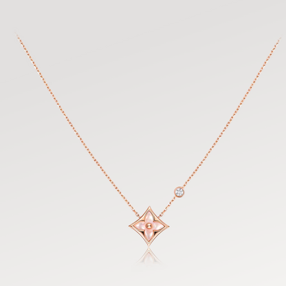 [Camiery]STAR PINK MOP 1 DIAMOND PINK GOLD NECKLACE