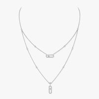 [Camiery]2 Rows Rose Gold Diamond Pave_ Necklace Move Uno