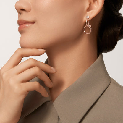 [Camiery] JUSTE HALF DIAMOND DOUBLE EARRINGS