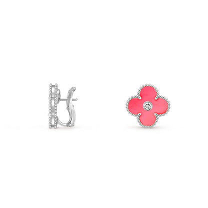 [Camiery]CLOVER SILVER 15MM MOP DIAMOND EARRINGS COLLECTION