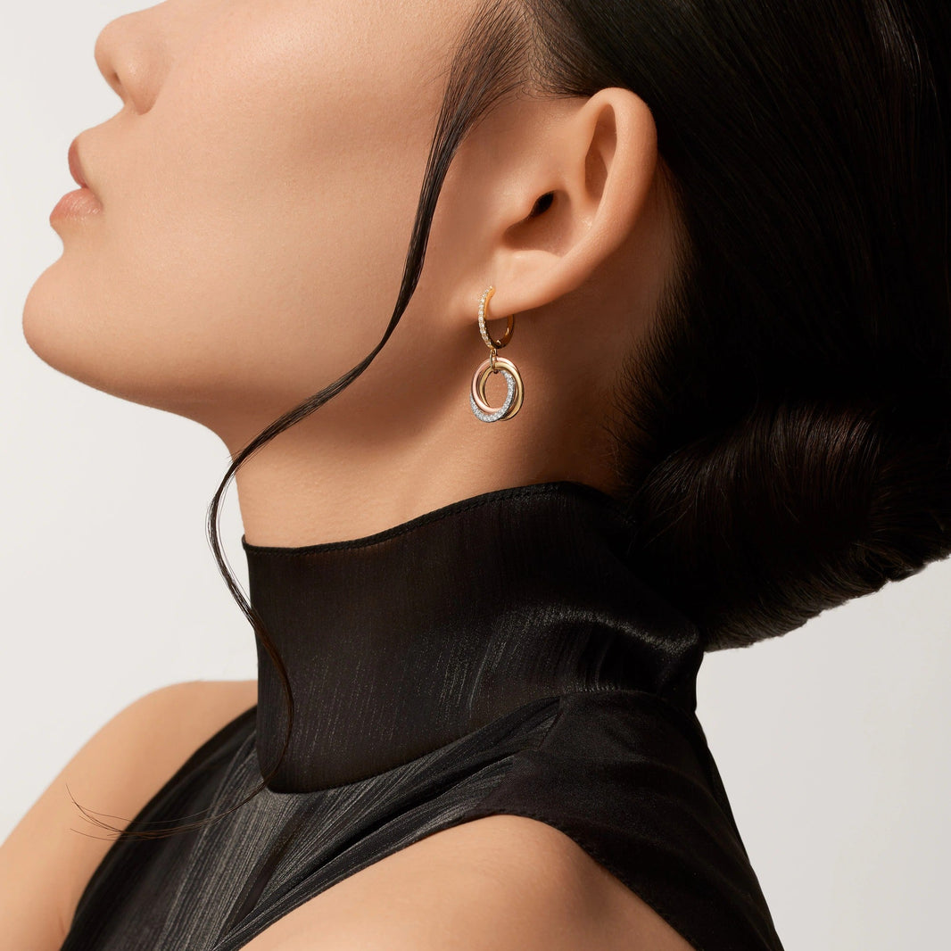 [Camiery] TRINITY HALF DIAMOND  EARRINGS