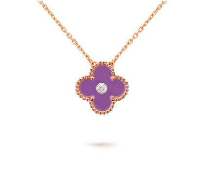 [Camiery]CLOVER 15MM DIAMOND SINGLE FLOWER NECKLACE COLLECTION