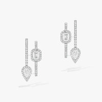 [Camiery]CREOLES MY TWIN 2 RANGS SILVER DIAMOND EARRINGS
