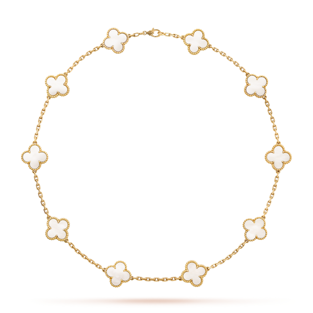 [Camiery]CLOVER 10 MOTIFS WHITE MOTHER OF PEARL NECKLACE