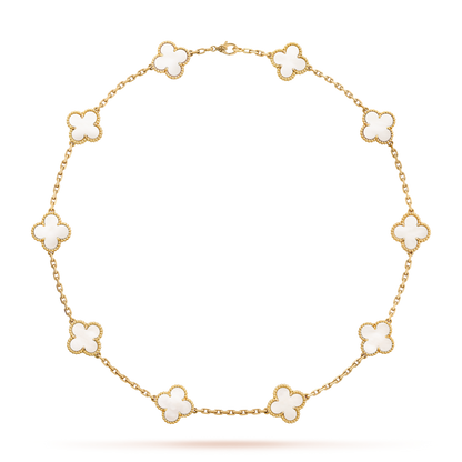 [Camiery]CLOVER 10 MOTIFS WHITE MOTHER OF PEARL NECKLACE